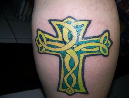Cross Celtic Calf Tattoo
